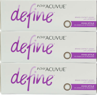 Best Price 1-Day Acuvue DEFINE Contact Lenses 90 Pack - Accent, Shimmer, Shine, Vivid